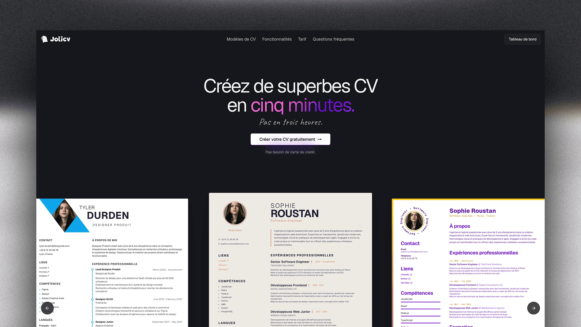 Aperçu du projet Jolicv